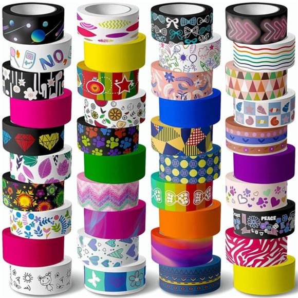 40 Rolls Washi Tape Set - 15 mm Wide Colored Masking Tape for Kids,Decorative - Picture 1 of 7